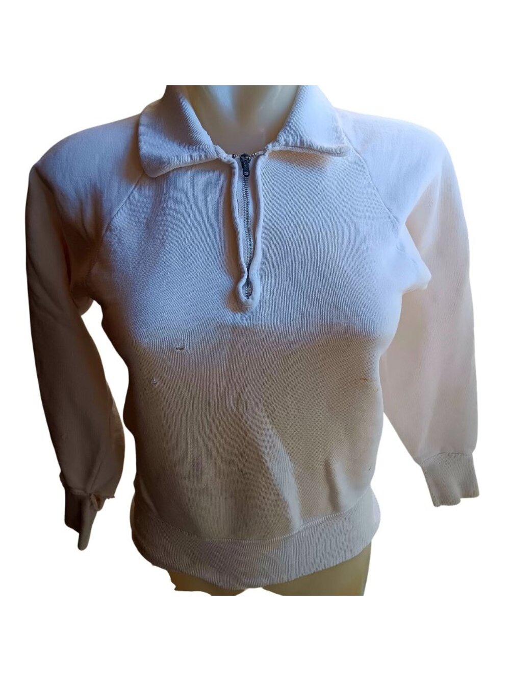 True Vintage 1950's SweatShirt Small Brent 1/4 Zip Pullover Distress Trashed